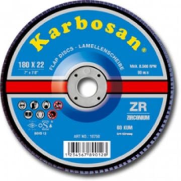 KARBOSAN ZR Flap Diskler 100 x 16 Düz Tip 40 Kum (10 Adet)