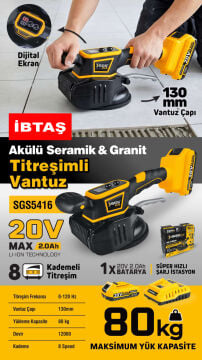 SGS5416 - 80 KG AKÜLÜ SERAMİK GRANİT TİTREŞİMLİ VANTUZ 20 VOLT 2 AMPER