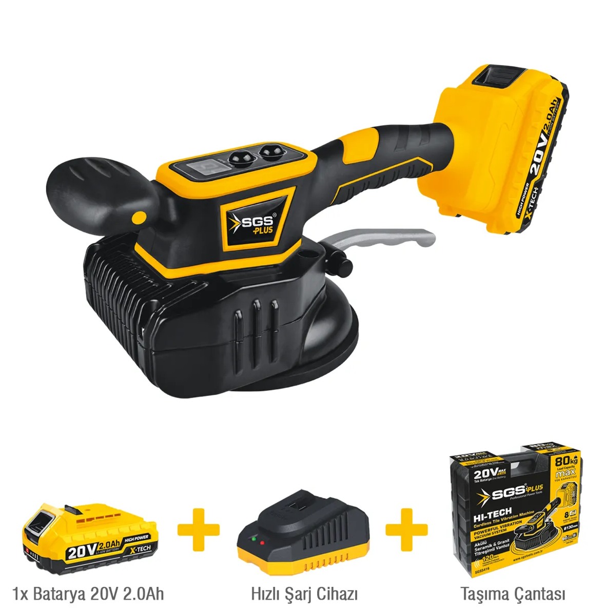 SGS5416 - 80 KG AKÜLÜ SERAMİK GRANİT TİTREŞİMLİ VANTUZ 20 VOLT 2 AMPER