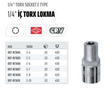 RİCO 1/4 İç Torx E tipi Lokma Ucu