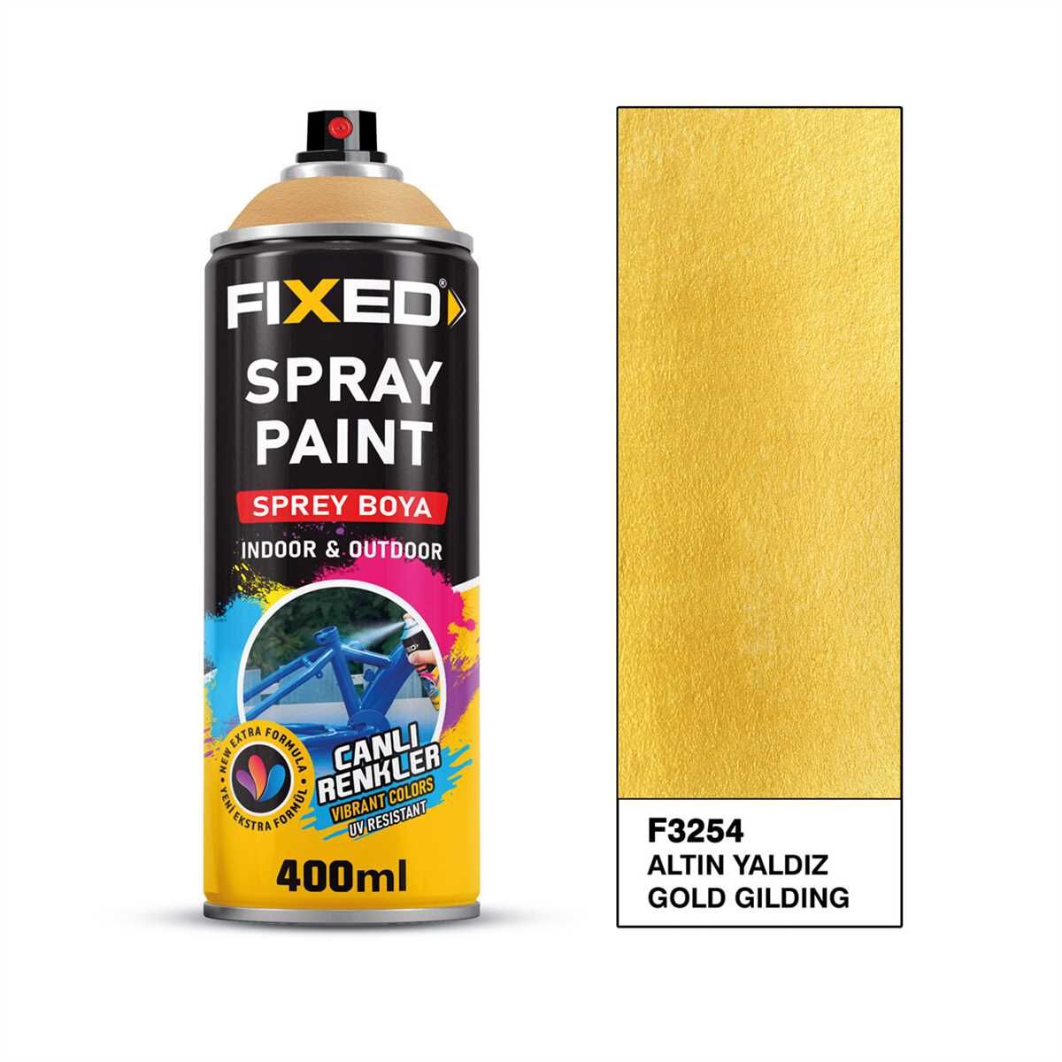 FiXED - Altın Yaldız Efekt Akrilik Sprey Boya 400 ML - 12 Adet - Koli Fiyatı