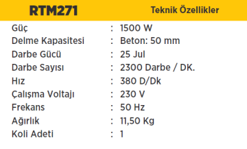 RTR MAX Elektropnömatik Kırıcı-Delici Matkap SDS Max 11.5 KG