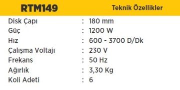 RTR MAX Polisaj Makinası 1200 W / 180 mm