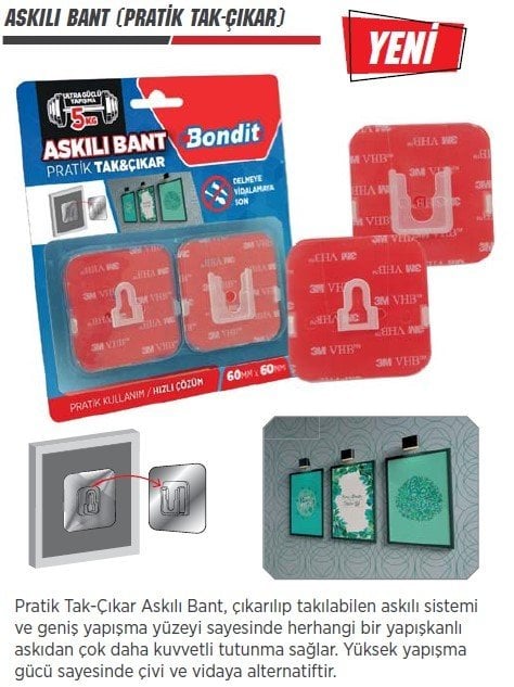 BONDİT Askılı Bant / Pratik Tak-Çıkar 60x60 ASKI TİP (48 Adet)