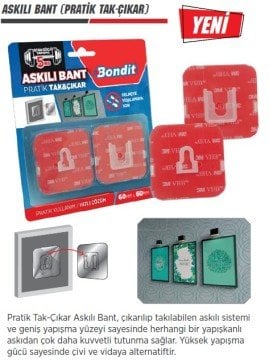 BONDİT Askılı Bant / Pratik Tak-Çıkar 60x60 ASKI TİP (48 Adet)