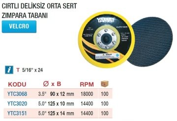 YAMA Velcro Cırtlı Deliksiz Orta Sert Zımpara Tabanı