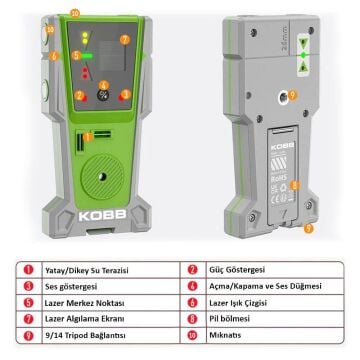 KOBB KBL8RG 60M Lazer Hizalama Dedektörü