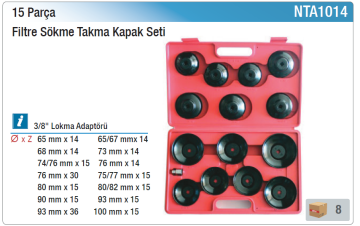 NT TOOLS NTA1014 - Filtre Sökme Takma Kapat Seti
