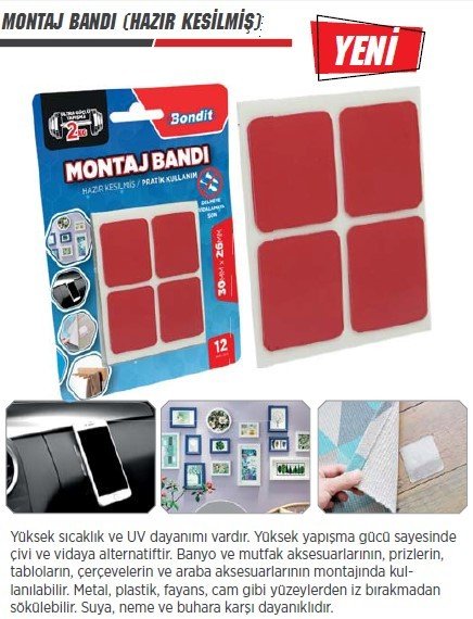 BONDİT Montaj Bandı / Hazır Kesilmiş (12 Adet)