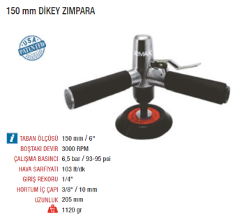 EMAX ET-5715A Havalı 150mm Dikey Zımpara Tabancası Makinesi