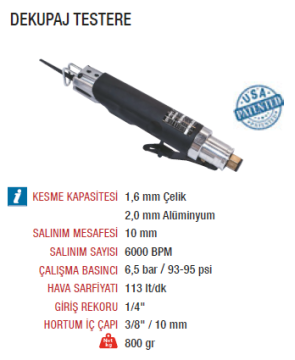 EMAX ET-3011C Havalı 6,5 Bar Dekupaj Testeresi Makinesi