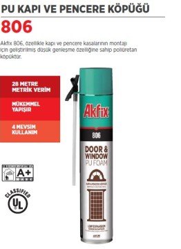 Akfix 806 Poliüretan Kapı Pencere Köpüğü 750 ml /  850 Gr (12 Adet)