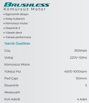 MAX EXTRA MXP3090 Elektrikli Eksantrik 5 Orbital Zımpara Makinası 350 Watt
