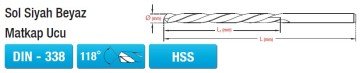MAIER DIN338 HSS Sol Siyah Beyaz Matkap Ucu 11,00 mm ( 5 Adet )