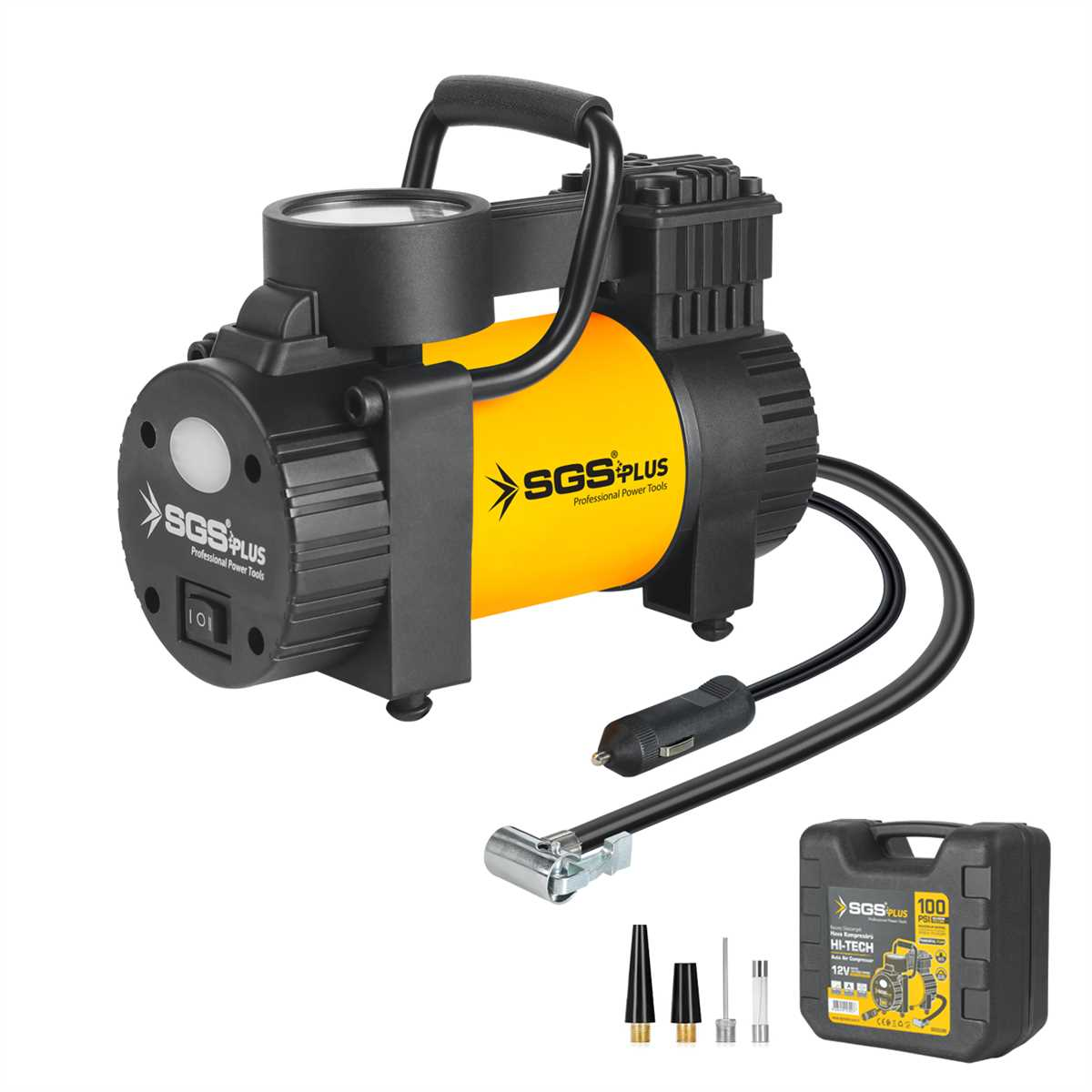 SGS5390 - 12 Volt 100 PSI Araç Oto Lastik Hava Kompresörü Basınç Göstergeli