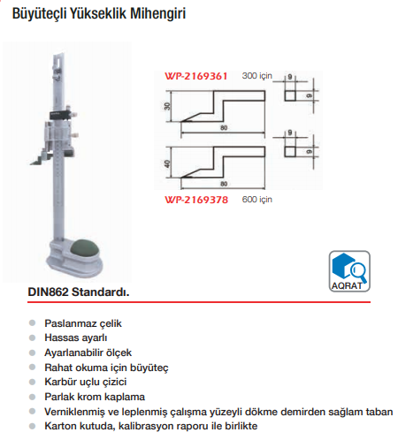 WERKA Büyüteçli Yükseklik Mihengiri
