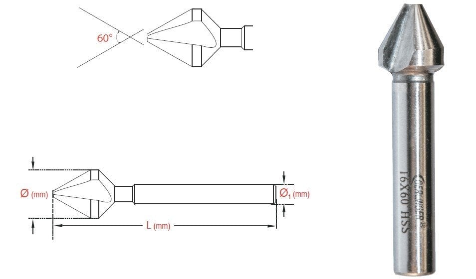 GERLİNGER 60 Derece HSS Havşa Freze Ucu DIN334 C (Metal İşleme)