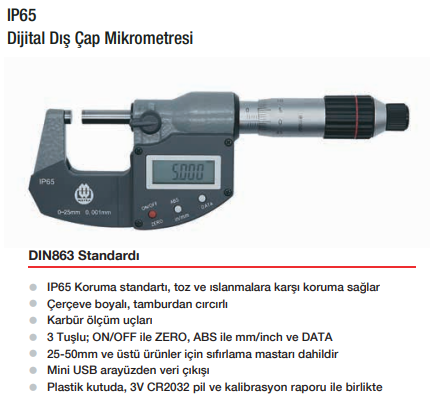 WERKA IP65 Dijital Dış Çap Mikrometresi