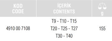 İZELTAŞ Torx Allen Anahtar Takımı 8 Parça (4910 00 7108)