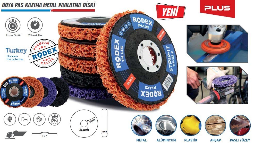 RODEX Boya-Pas Kazıma-Metal Parlatma Diski - 115 mm