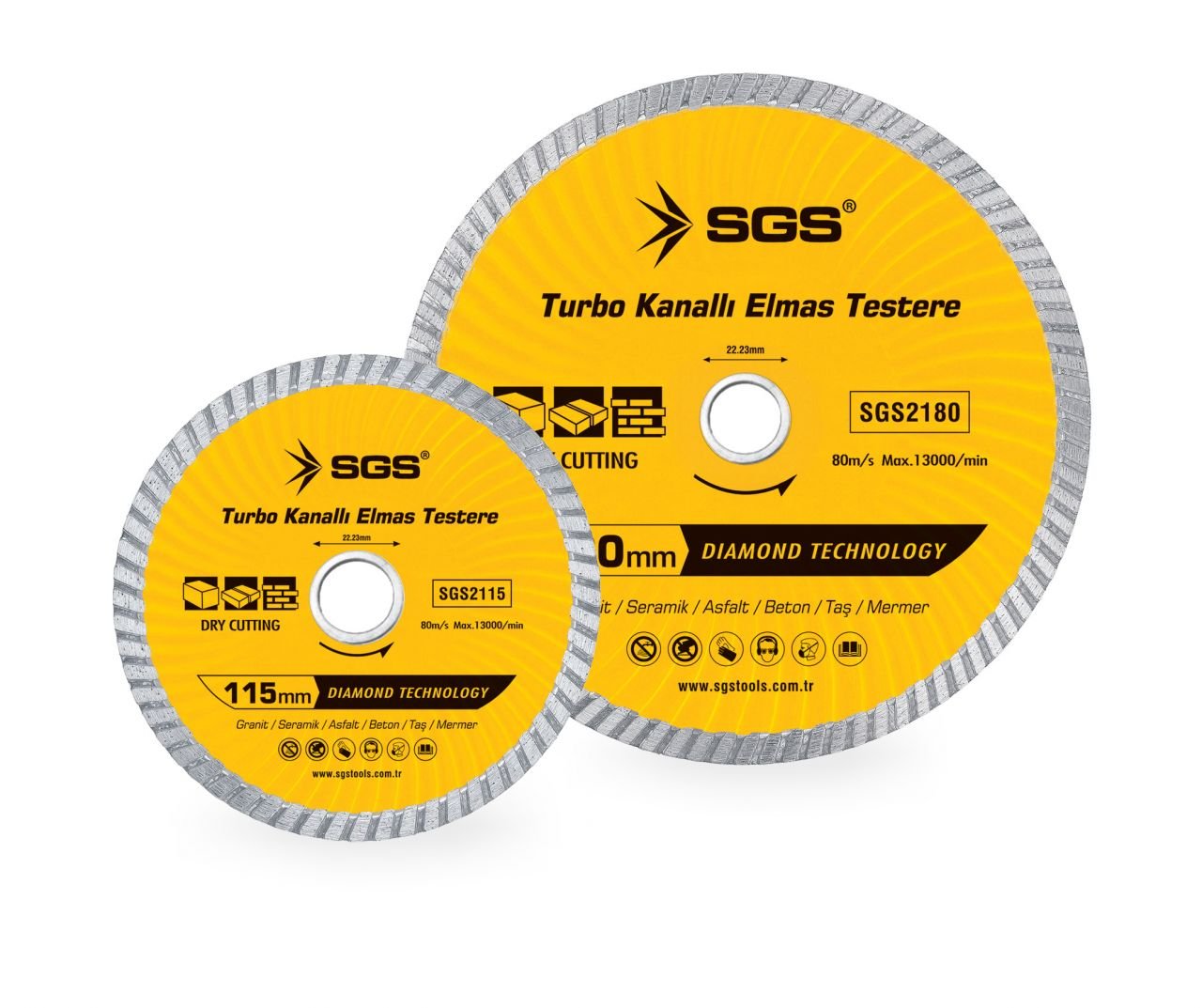 SGS Turbo Kanallı Elmas Testere Seramik Beton Mermer Kesici