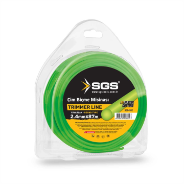 SGS4302 Çim Tırpan Ot Biçme Misinası Yuvarlak Yeşil 2.4mm - 87 Metre