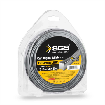 SGS4317 Çim Tırpan Ot Biçme Misinası Kare Gri 3.3mm - 37 Metre