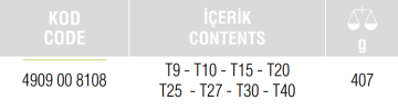 İZELTAŞ T Tipi Torx Allen Anahtar Takımı 8 Parça (4909 00 8108)