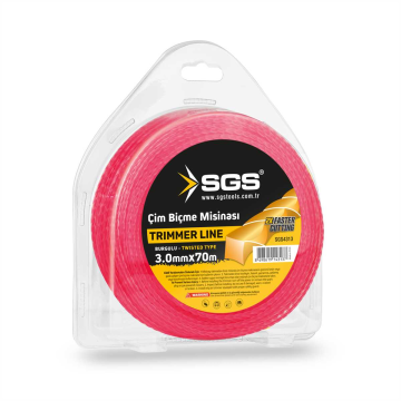 SGS4313 Çim Tırpan Ot Biçme Misinası Burgulu Pembe 3mm - 70 Metre