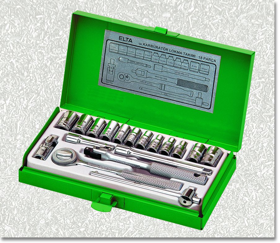 ELTA TOOLS 1/4\'\'KARBÜRATÖR LOKMA TAKIMI 18 PC