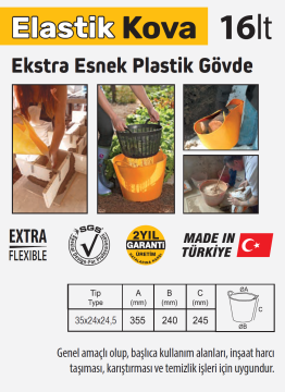 SGS988 Elastik Çok Amaçlı Eşya Malzeme Ürün Taşıma Kovası 16 Litre