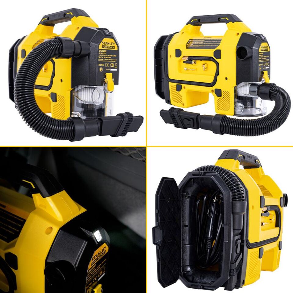 STANLEY SXVI02001 12V/18V 160 PSI Dijital Göstergeli Lastik&Yatak Şişirme+Araç Süpürgesi (Akü Dahil Değildir) SXVI02001