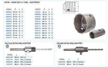 GERLİNGER Beton Duvar Tuğla Ytong Delme Ucu Pançı Ø SDS Plus Adaptör 400mm