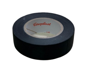 COROPLAST Isıya Dayanıklı Yanmaz Tüysüz Bez Bant 19mm x 15 METRE - SİYAH