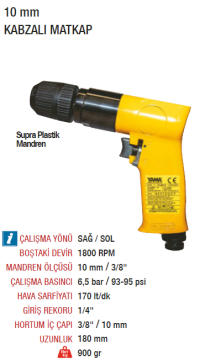 YAMA AT-4031C Kabzalı Havalı Matkap 10 mm Sağ Sol