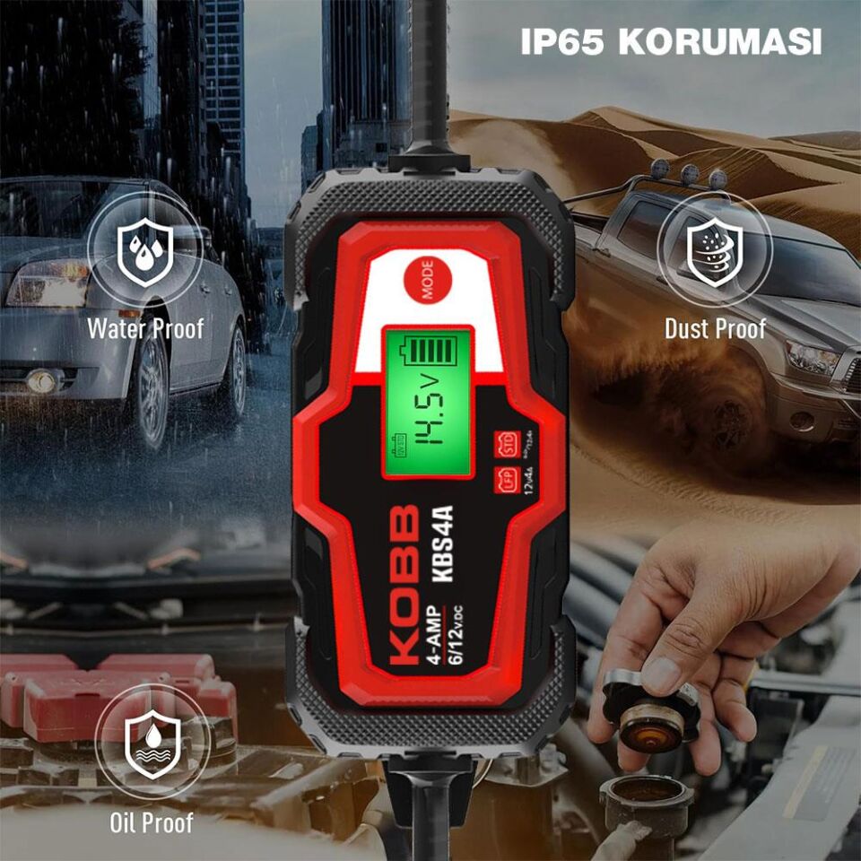 KOBB KBS4A 6/12V 120A Dijital Akü Şarj / Akü Bakım / Desülfatör ve Power Supply