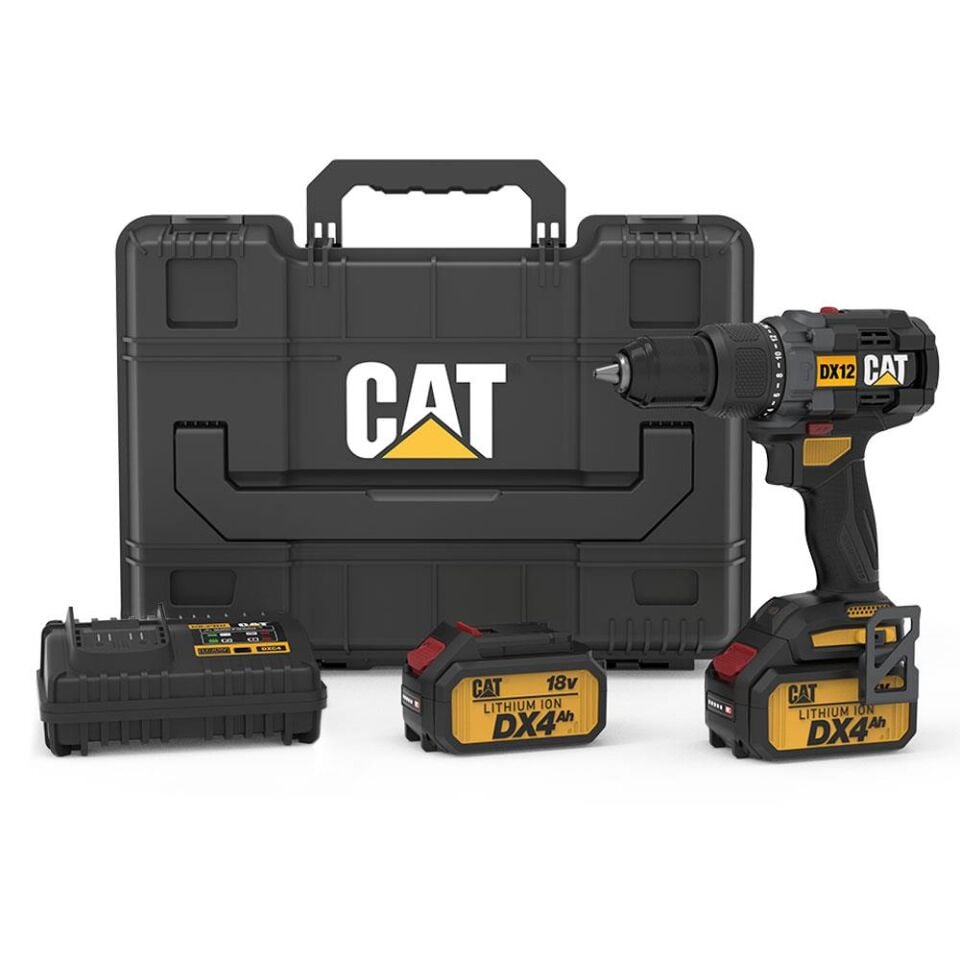 CAT DX12.2 18Volt/4.0Ah Li-ion Çift Akülü Kömürsüz Profesyonel Şarjlı Darbeli Matkap