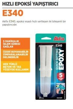AKFİX E340 Hızlı Epoksi Yapıştırıcı 25 ML / 12 Adet