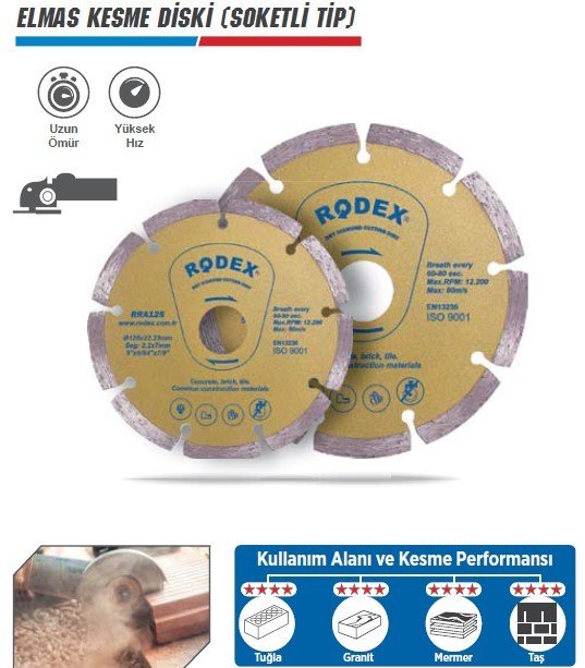 RODEX Elmas Kesme Diski (Soketli Tip)