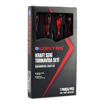 İzeltaş Kraft Seri Düz Yıldız Tornavida Seti (7 Parça) (4100 00 8107)