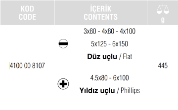 İzeltaş Kraft Seri Düz Yıldız Tornavida Seti (7 Parça) (4100 00 8107)
