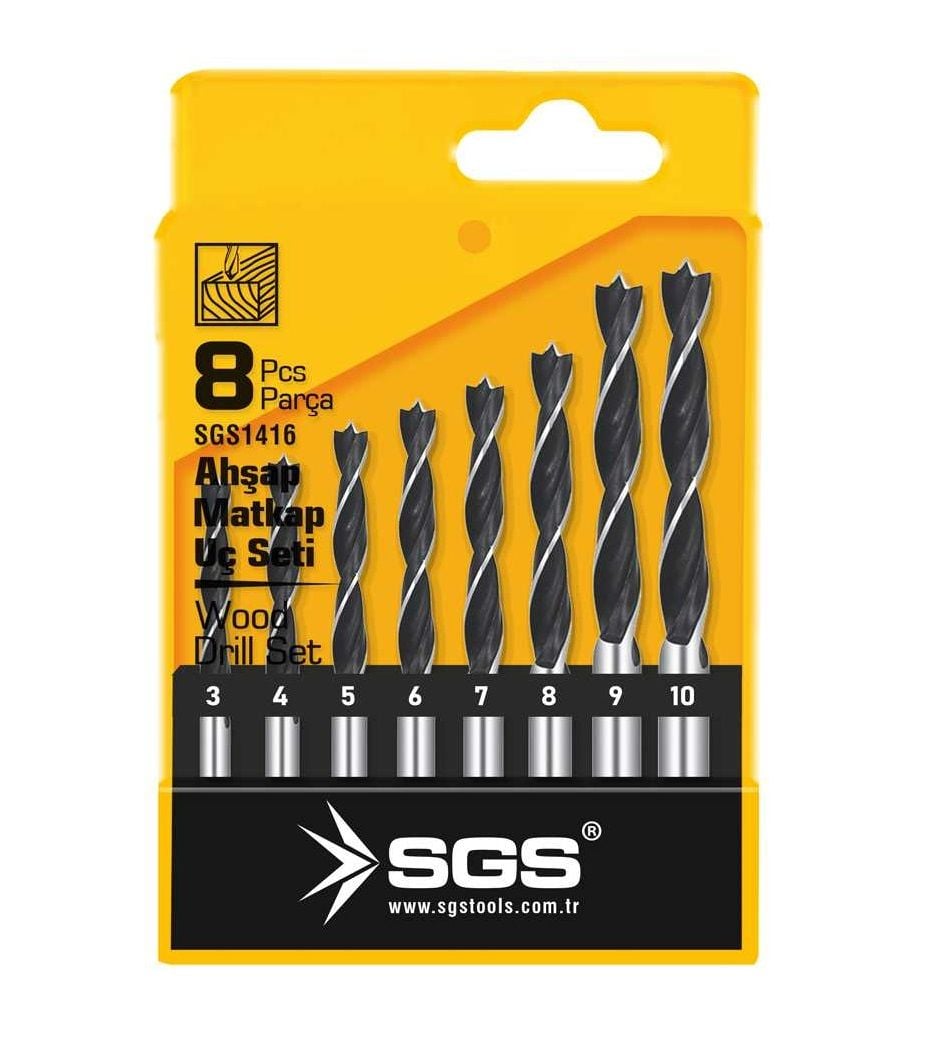 SGS1416 Ahşap Ağaç Mdf Matkap Uç Seti 8 Parça