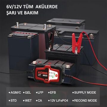 KOBB KBS2A 6V/12V 60Ah Akıllı Akü Şarj ve Akü Bakım / Desülfatör