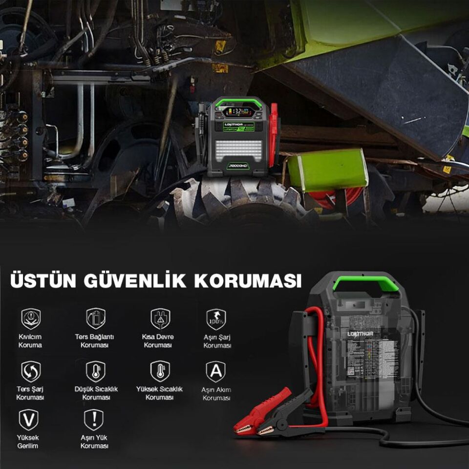 Lokithor J10000HD 12V/24V 10.000Amp LiFePO4 Akıllı Akü Takviye + Powerbank + Led Lamba