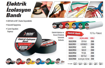 SGS2954 - 19mm Yeşil Elektrikçi İzolasyon Bandı - 10 ADET