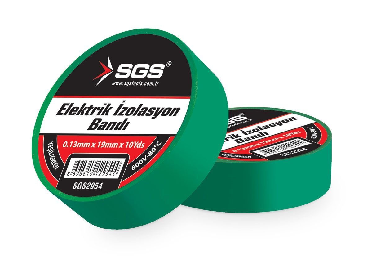 SGS2954 - 19mm Yeşil Elektrikçi İzolasyon Bandı - 10 ADET