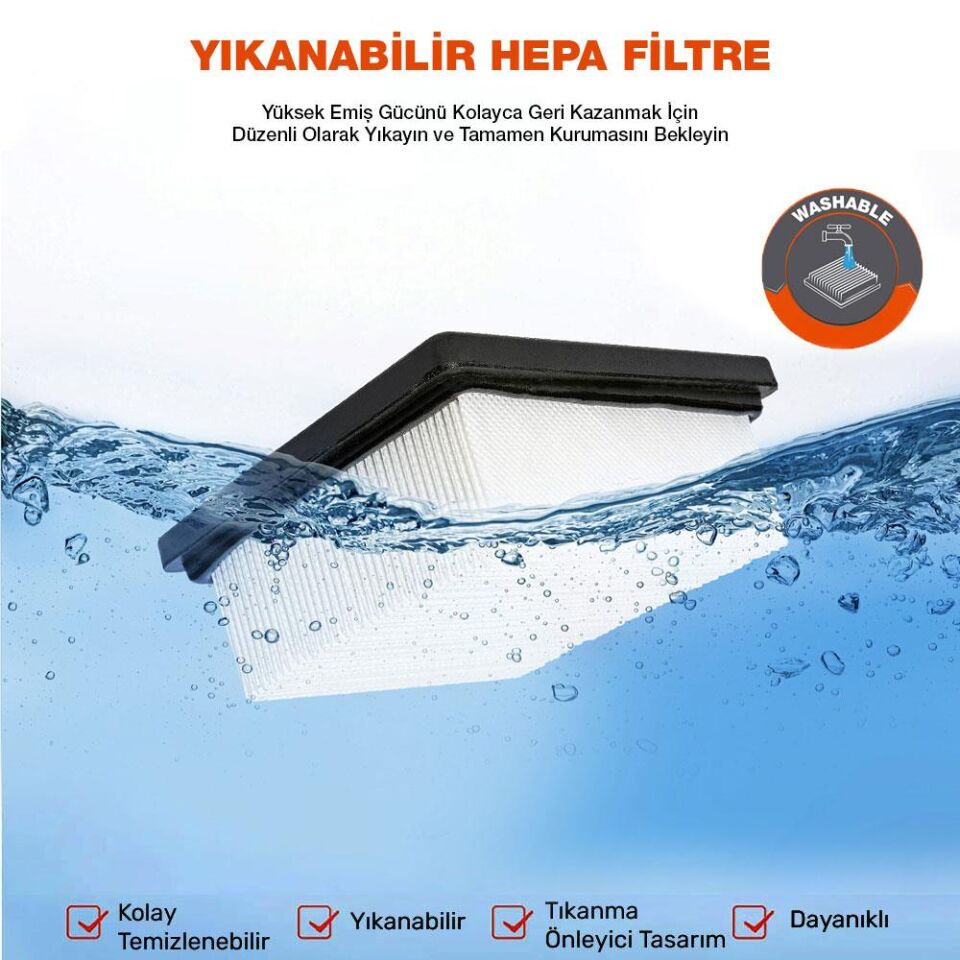 WORX WA6078 WX031 Şarjlı Süpürge İçin Yedek HEPA Filtre