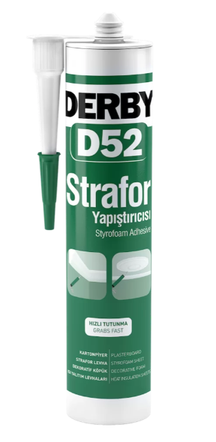 DERBY D52 Strafor Kartonpiyer Köpük Panel Yapıştırıcısı Beyaz 500 Gram