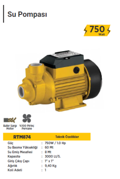 RTR MAX Su Pompası 750 W / 1.0 HP