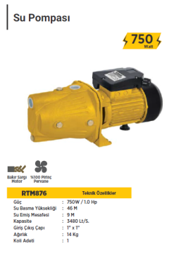 RTR MAX Su Pompası 750 W / 1.0 HP